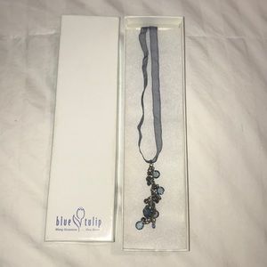Blue tulip costume jewelry necklace